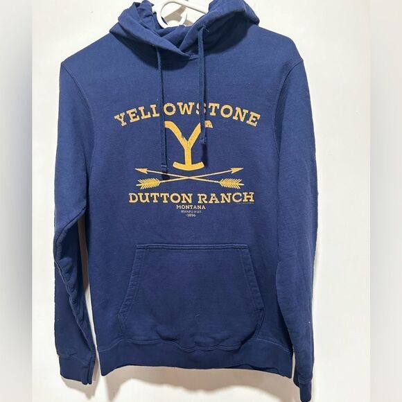 Men’s Yellowstone Dutton Ranch dark navy hoodie with gold lettering. Size small - Picture 1 of 3
